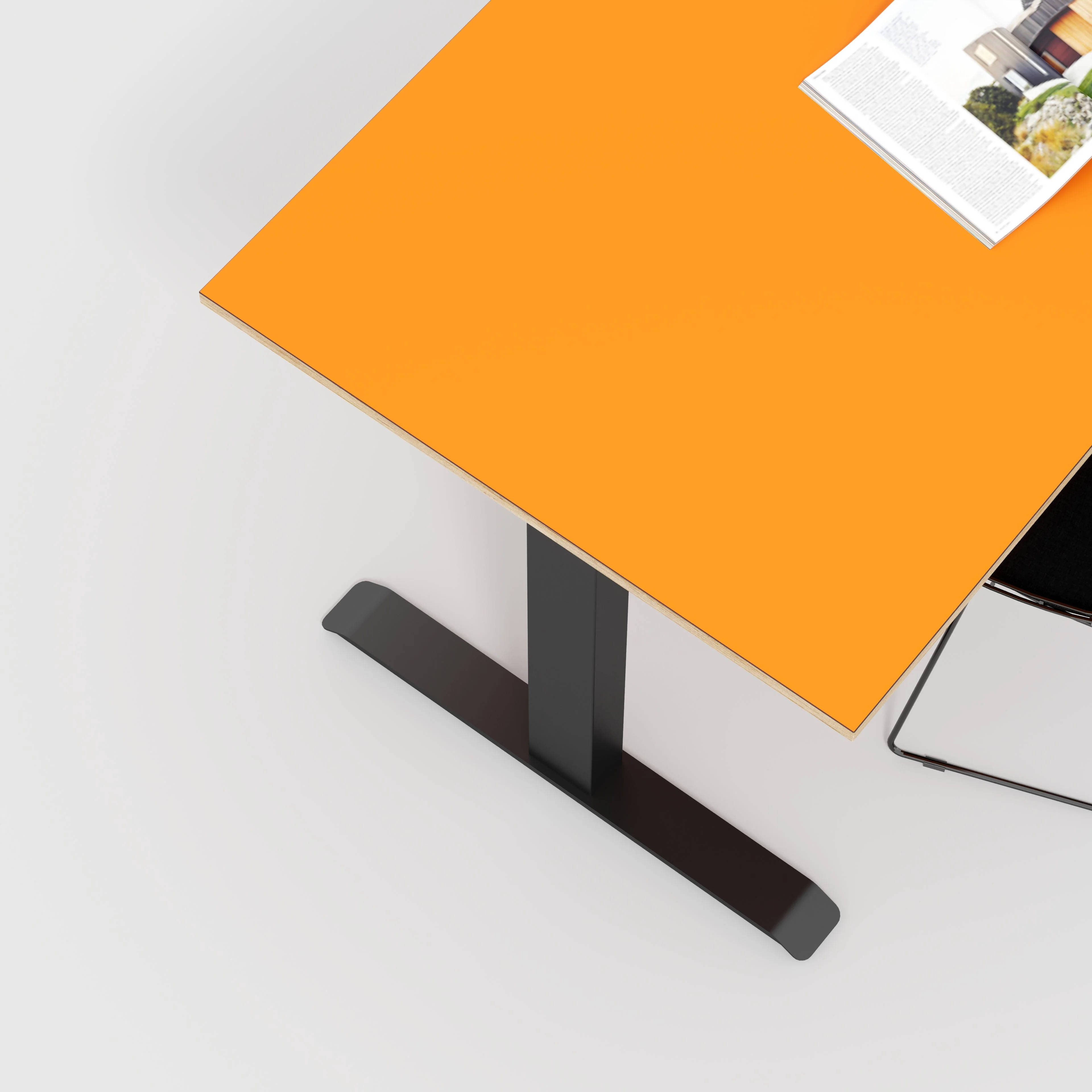 Plywood Sit Stand Desk with Black Frame - Formica Levante Orange - 1600(w) x 800(d) - Image 3