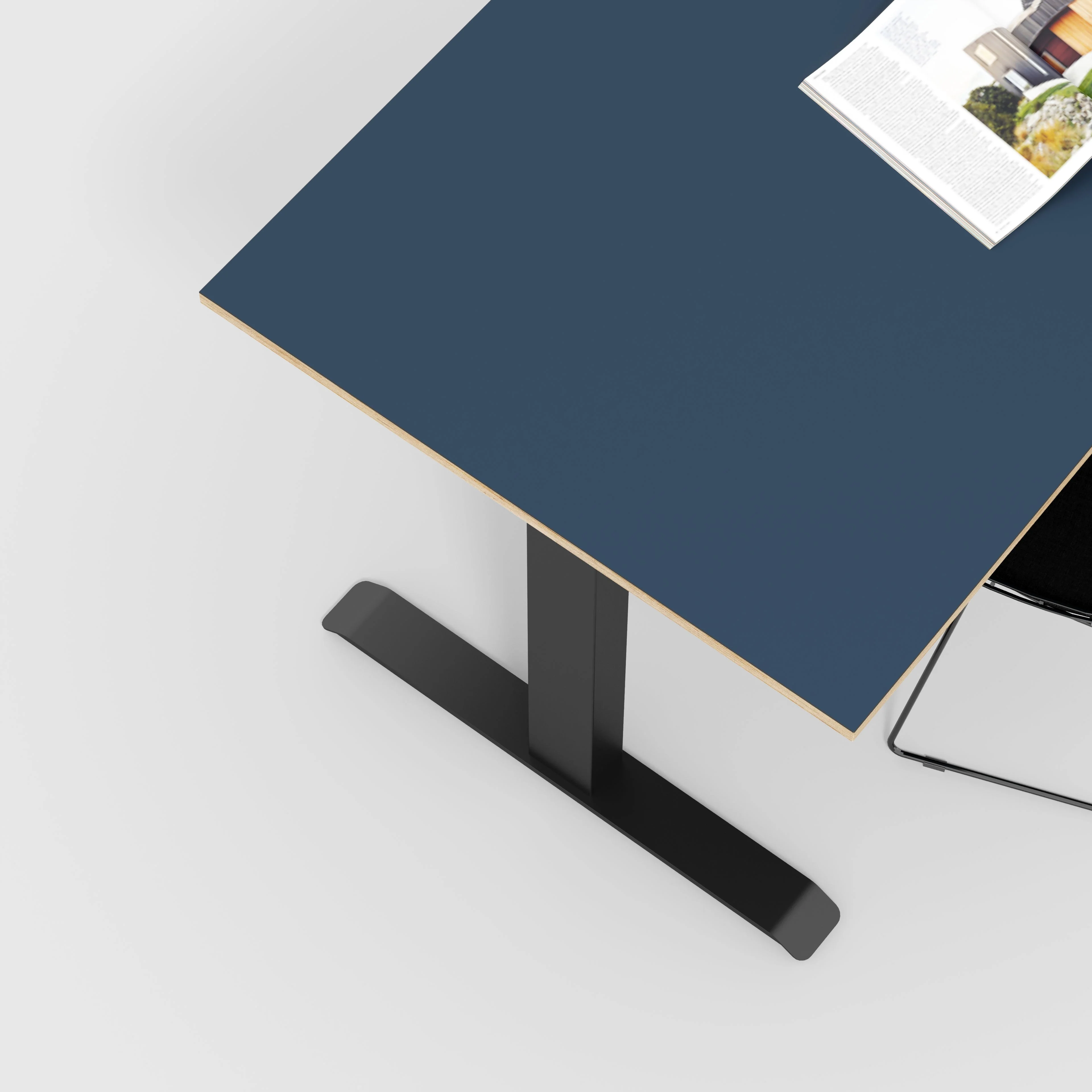 Plywood Sit Stand Desk with Black Frame - Formica Night Sea Blue - 1600(w) x 800(d) - Image 3