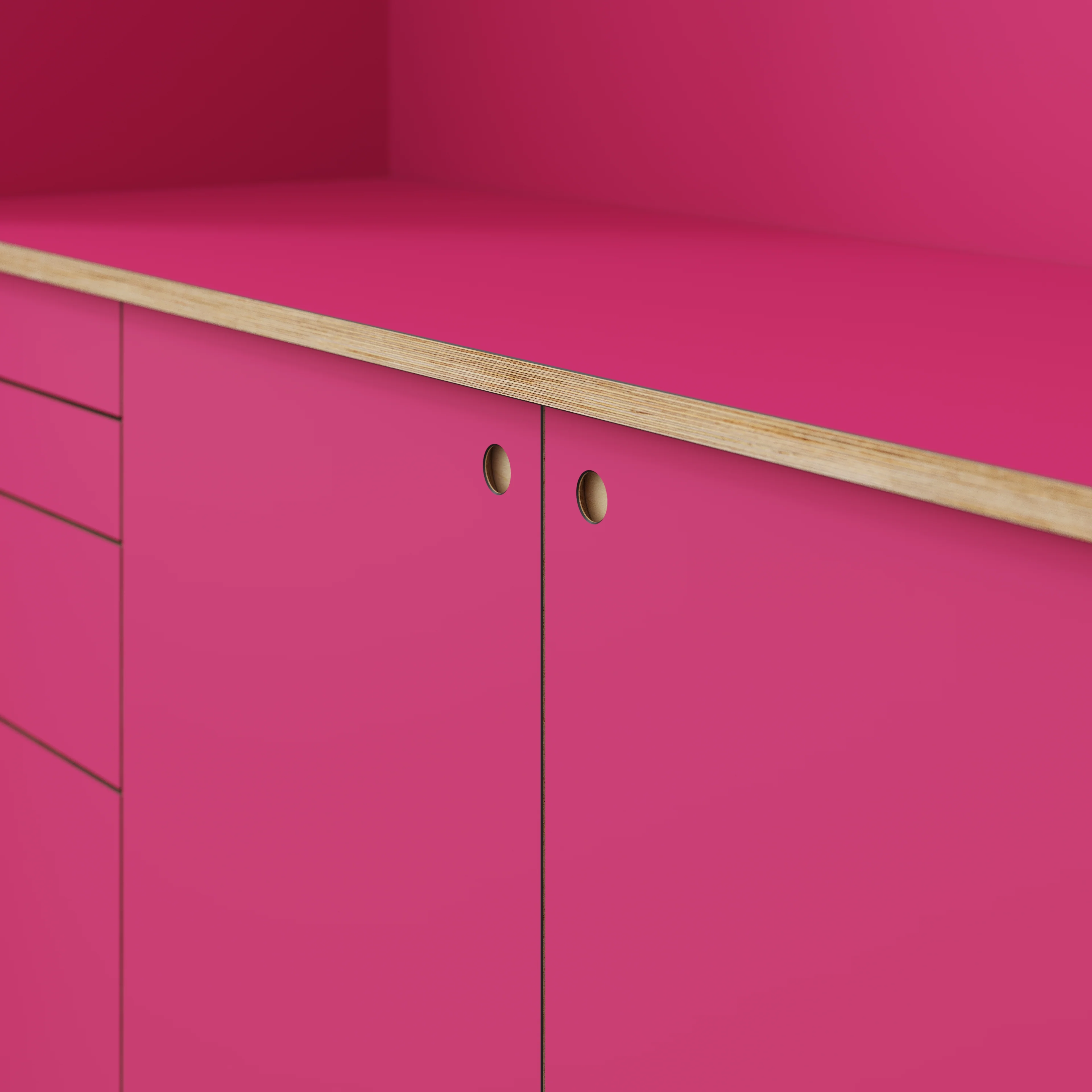 Plywood Worktop - Formica Juicy Pink - 2400(w) x 635(d) - Image 3