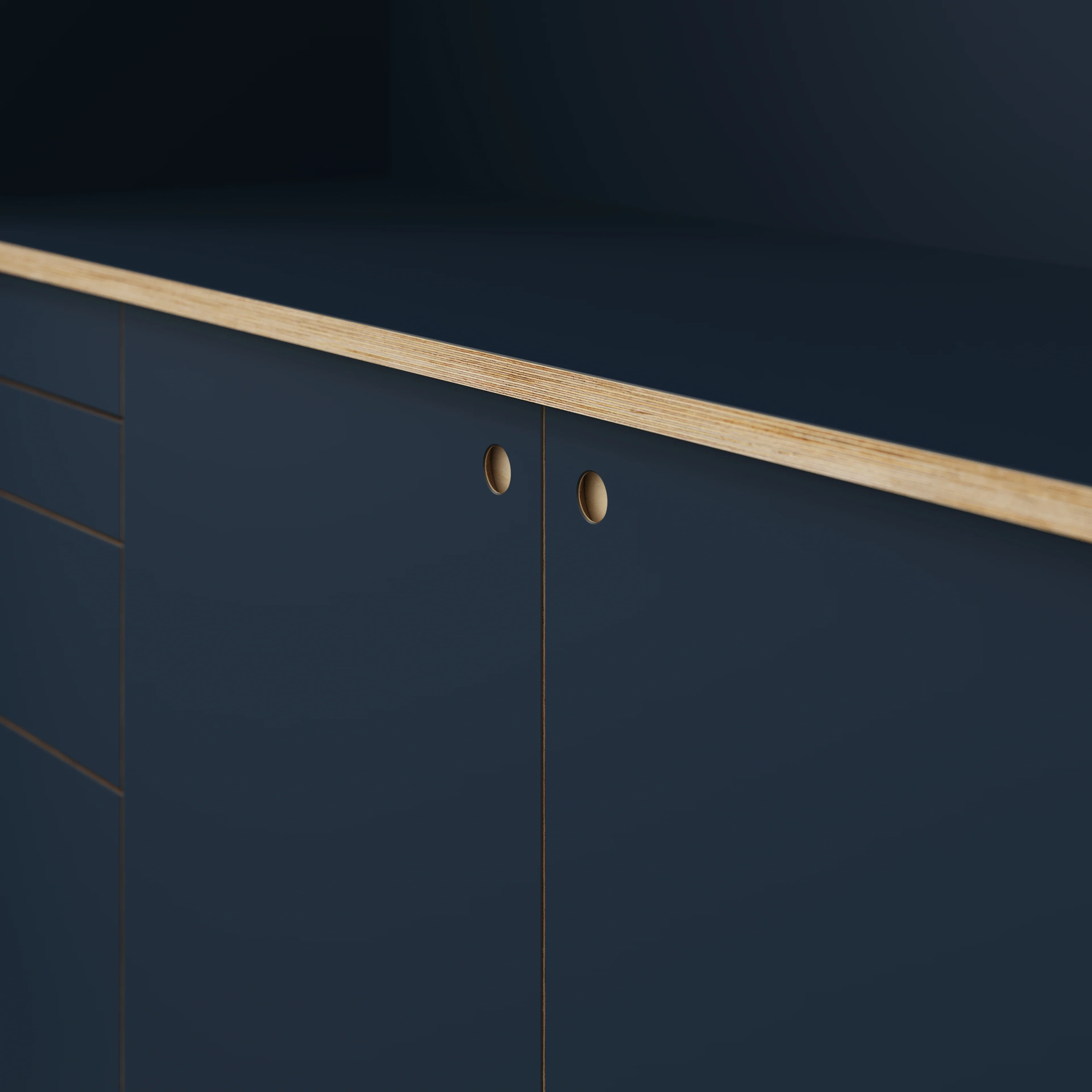 Plywood Worktop - Formica Night Sea Blue - 2400(w) x 635(d) - Image 3
