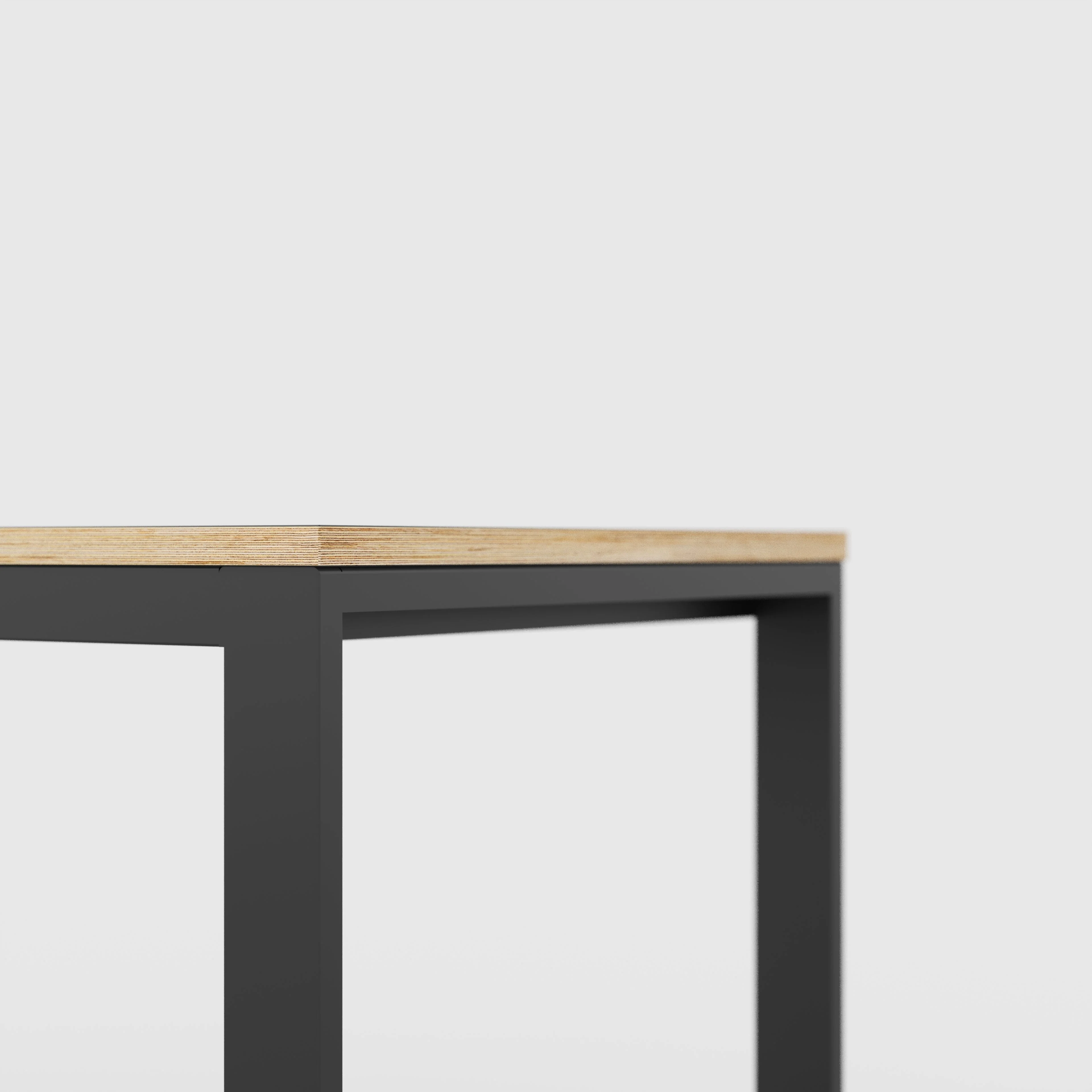 Plywood Table with Black Industrial Frame - Formica Diamond Black - 2400(w) x 745(d) x 735(h) - Image 4