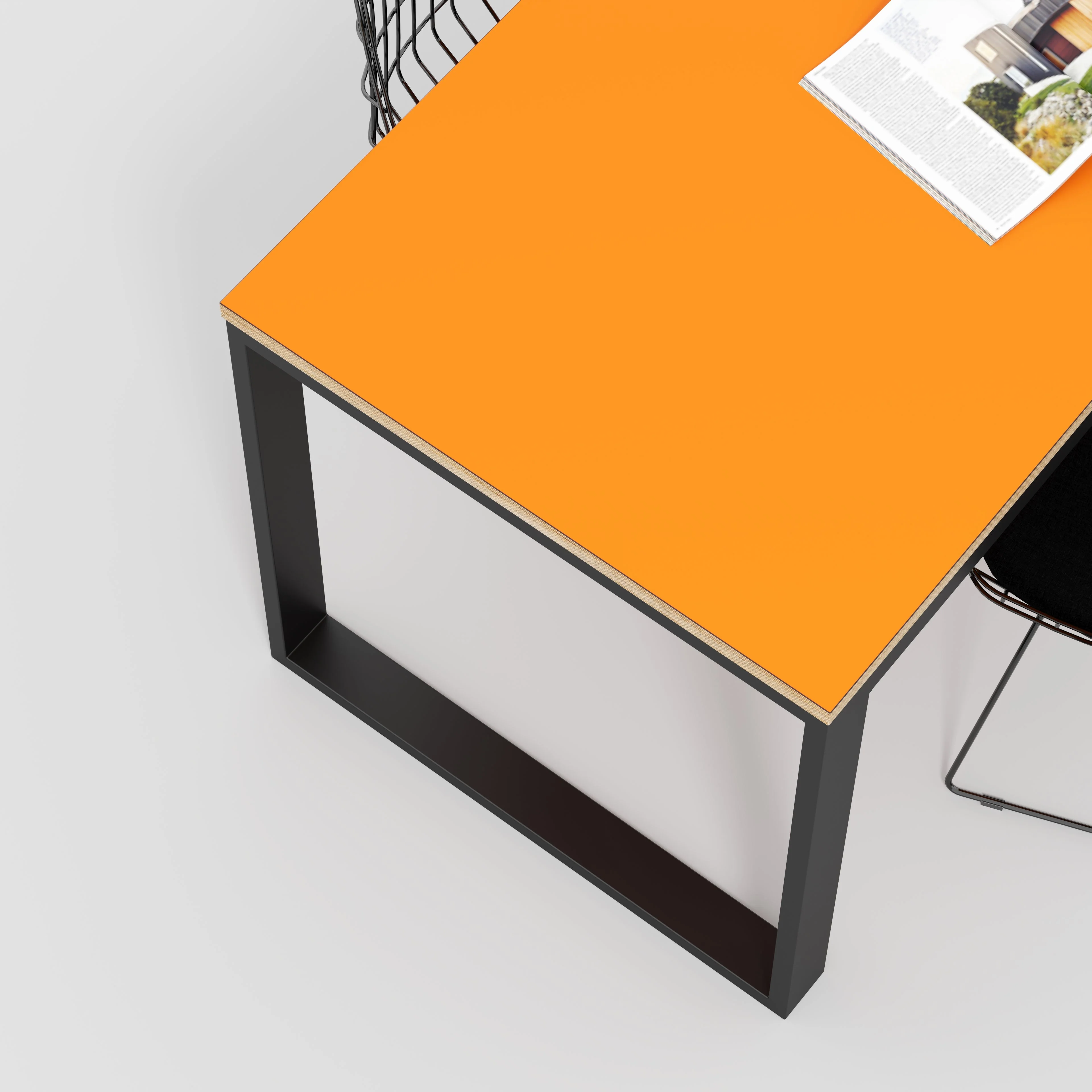 Plywood Table with Black Industrial Frame - Formica Levante Orange - 1500(w) x 745(d) x 735(h) - Image 3