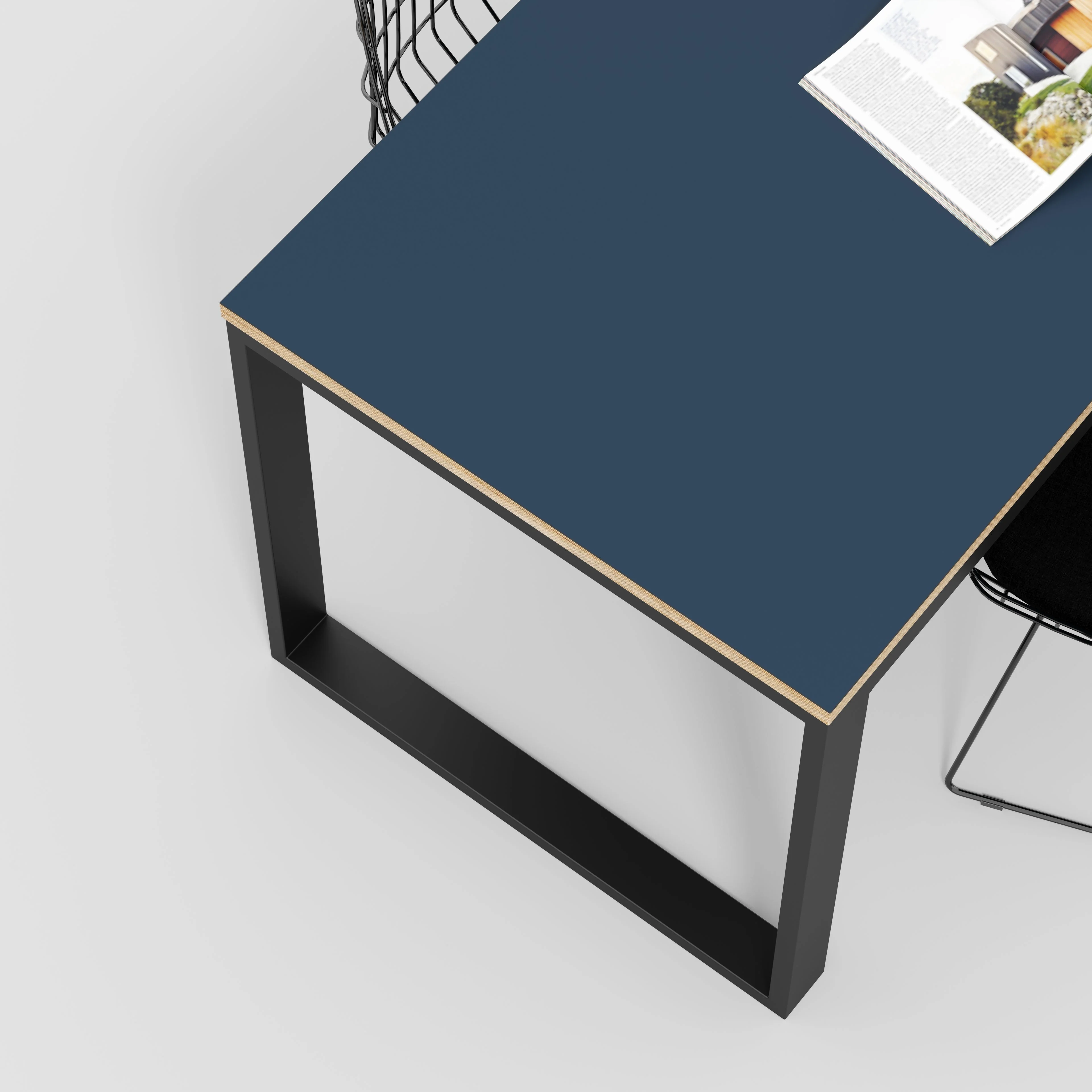 Plywood Table with Black Industrial Frame - Formica Night Sea Blue- 2400(w) x 745(d) x 735(h) - Image 3