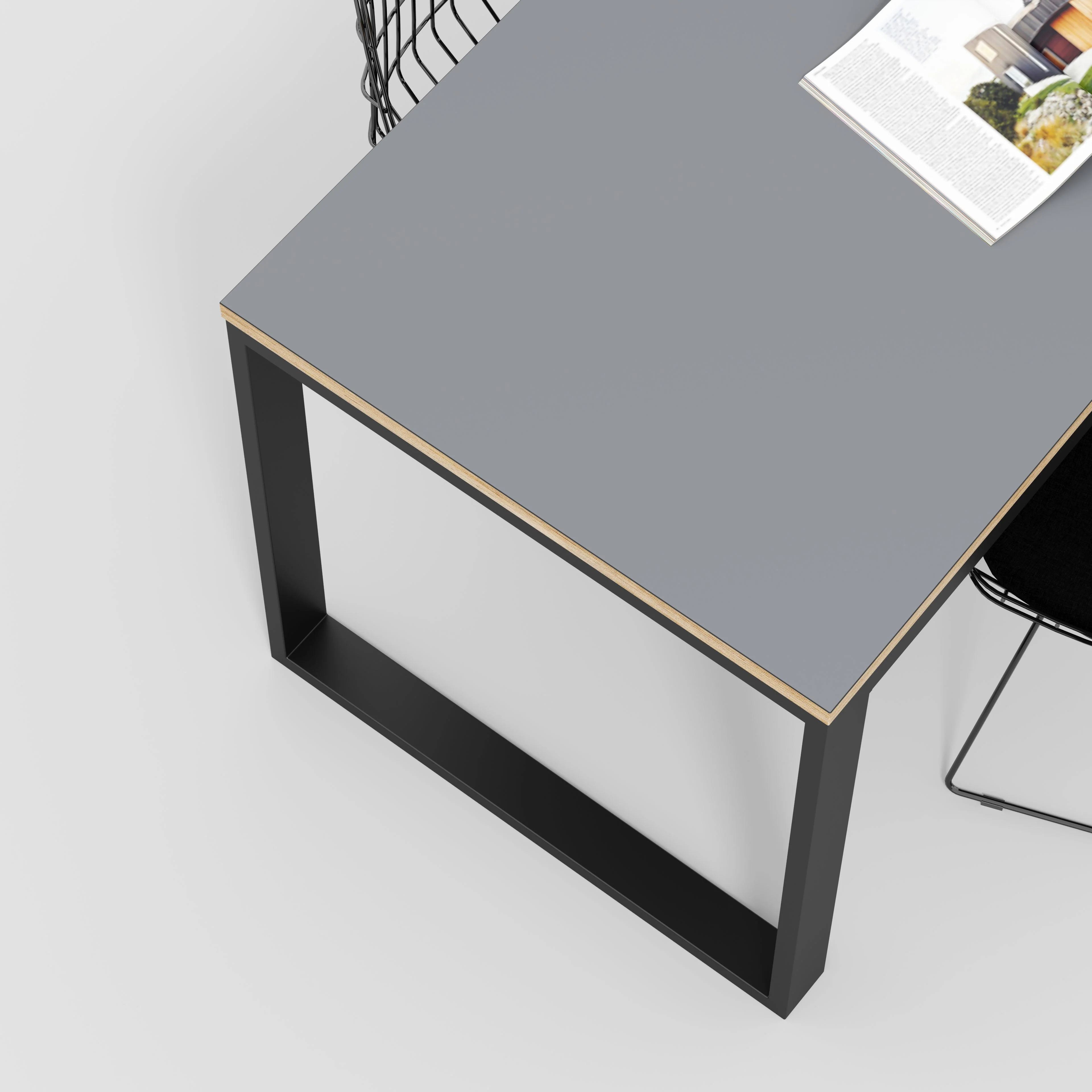 Plywood Table with Black Industrial Frame - Formica Tornado Grey - 1500(w) x 745(d) x 735(h) - Image 3