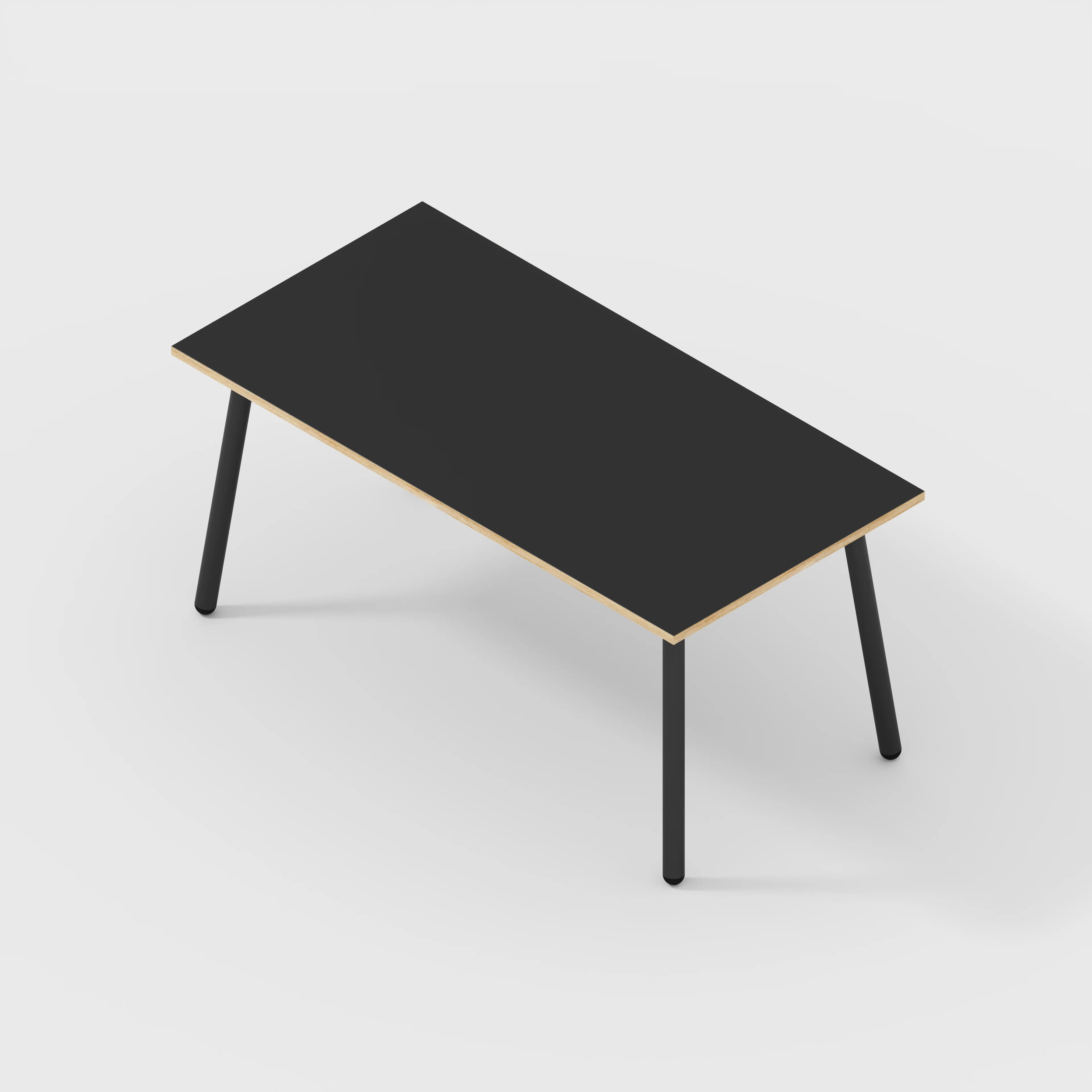 Plywood Table with Black Round Single Pin Legs - Formica Diamond Black - 1600(w) x 800(d) x 735(h) - Image 5