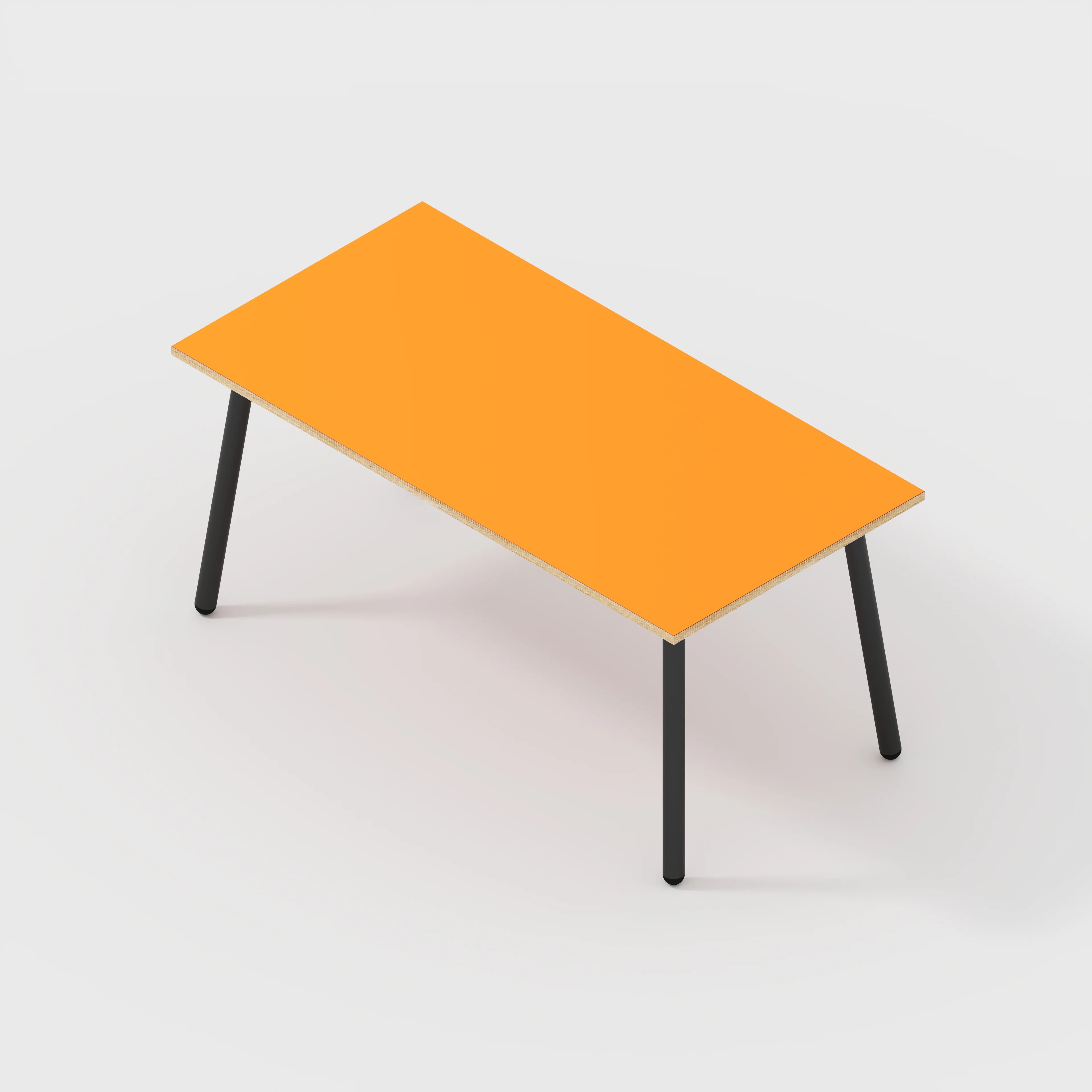 Plywood Table with Black Round Single Pin Legs - Formica Levante Orange - 1600(w) x 800(d) x 735(h) - Image 5