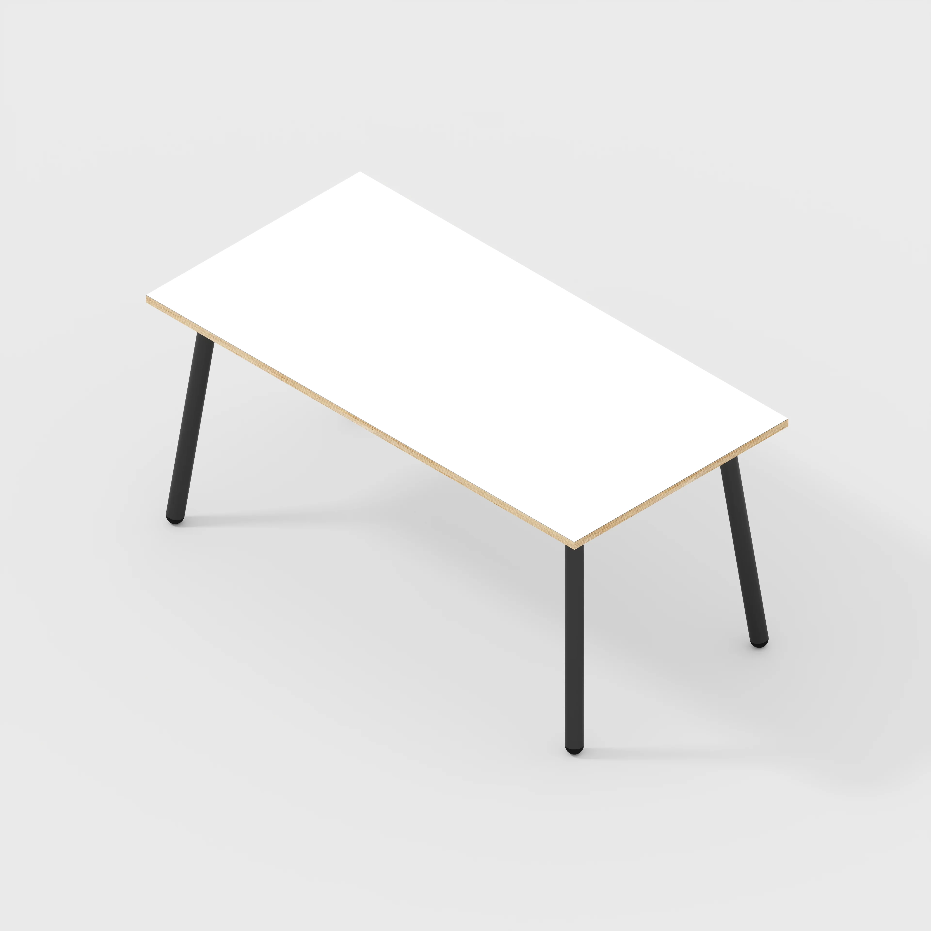 Plywood Table with Black Round Single Pin Legs - Formica White - 1600(w) x 800(d) x 735(h) - Image 5